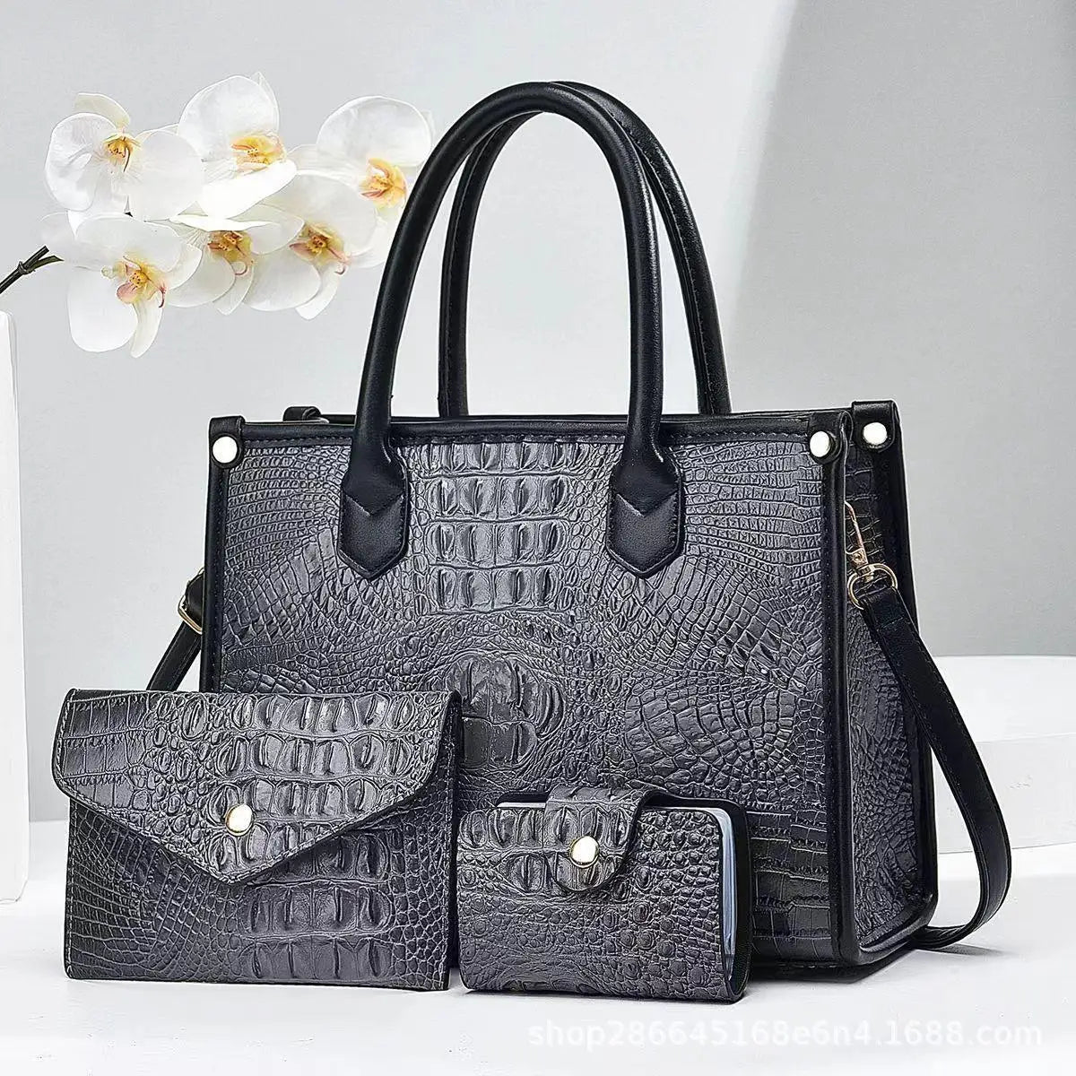 Crocodile Women Crossbody Handbag Large Capacity 3 Piece Set Mother Bag Purses Handbags Cute Designer Tote Bags Famous Brand