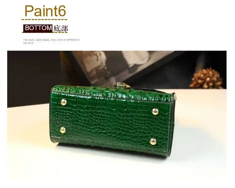 Crocodile Pattern Women's Bag Genuine Leather Crossbody Handbags High Quality Women's Small Square Bag Boston Bag Shoulder Bags