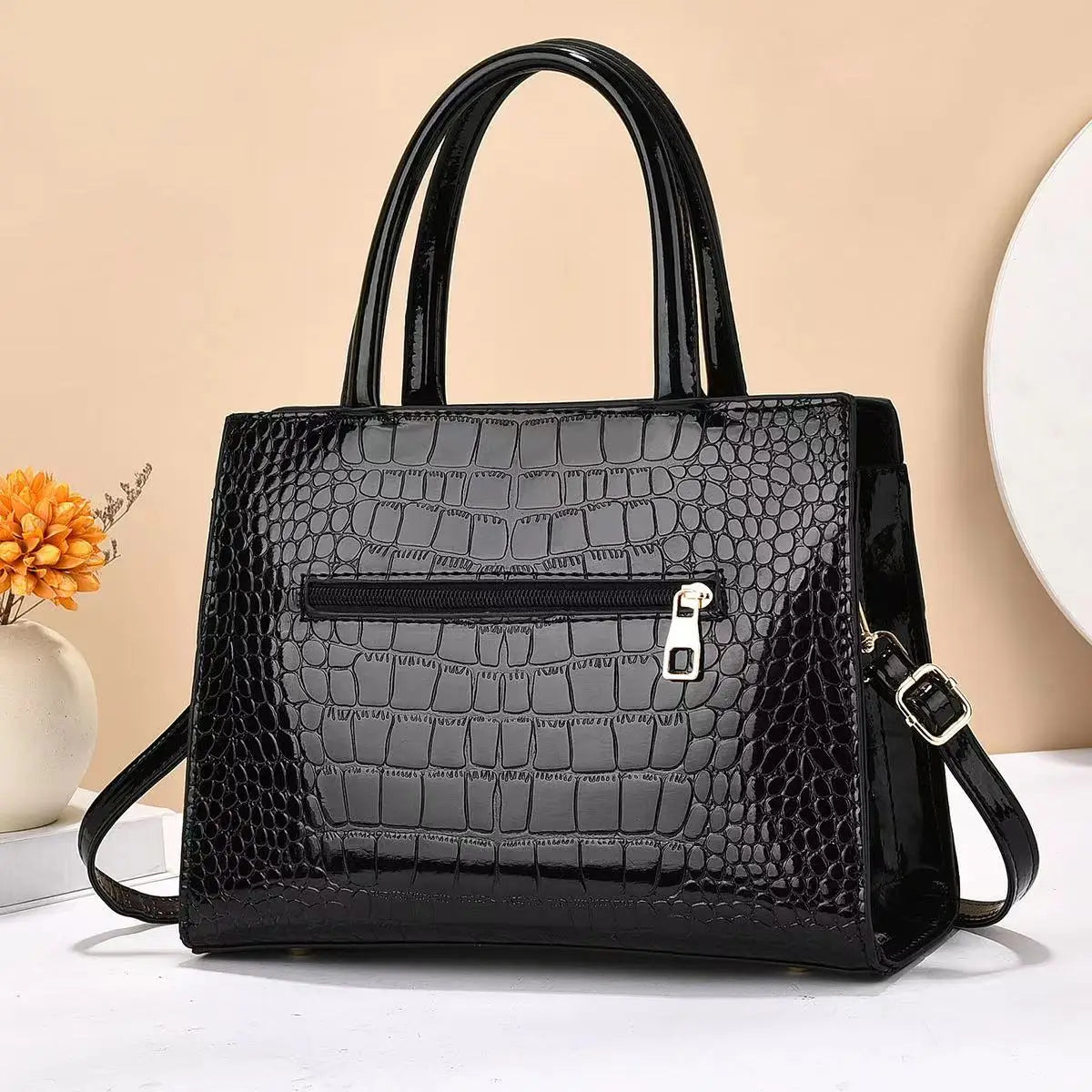 Premium Crocodile Pattern Leather Handbag - Stylish Tote & Satchel Purse for Women - Versatile, Durable