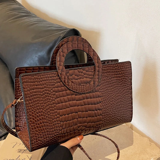 Luxury Crocodile Pattern Women Handbag Fashion Shoulder Bag Famous Brand Designer PU Leather Crossbody Bag Ladies Large Hand Bag