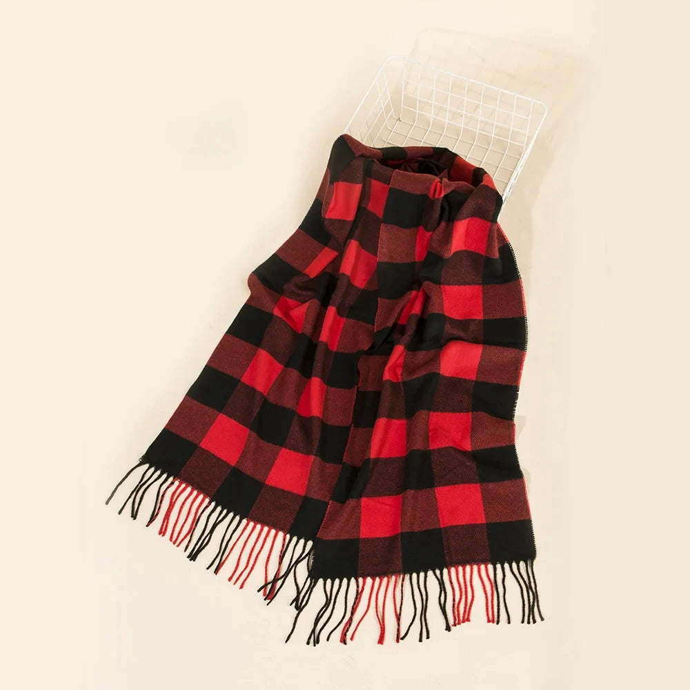 Unisex Imitation Cashmere Plaid Scarf Soft Solid Women Winter Shawl New Wrap Bandana Pashmina Tassel Thicken Warm Neckerchief