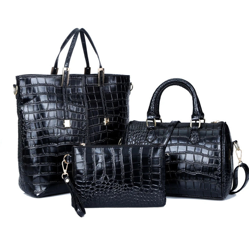 Fashion PU Leather Women Handbags Luxury Designer Crocodile Pattern 3 Pieces Sets Shoulder Bag New High Quality Female Tote Bags