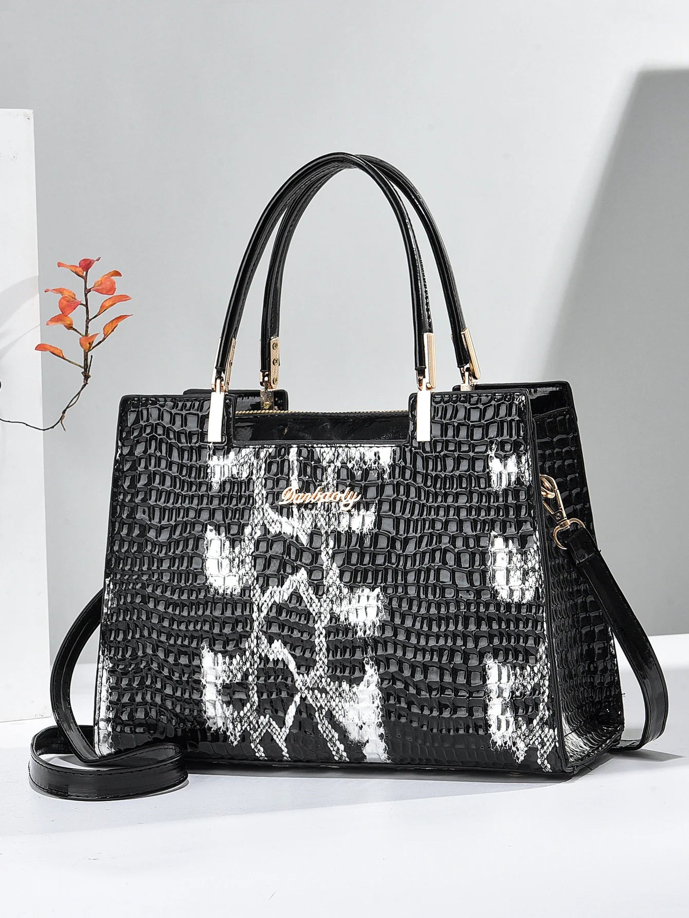 Retro Bucket Bags Women Crocodile Pattern Handbag Capacity Casual Crocodile Shoulder Messenger Bags