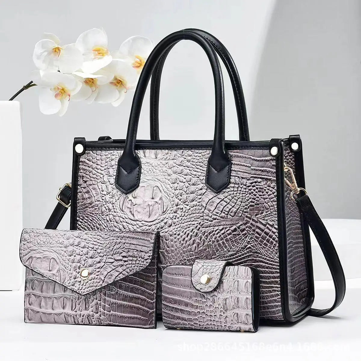 Crocodile Women Crossbody Handbag Large Capacity 3 Piece Set Mother Bag Purses Handbags Cute Designer Tote Bags Famous Brand