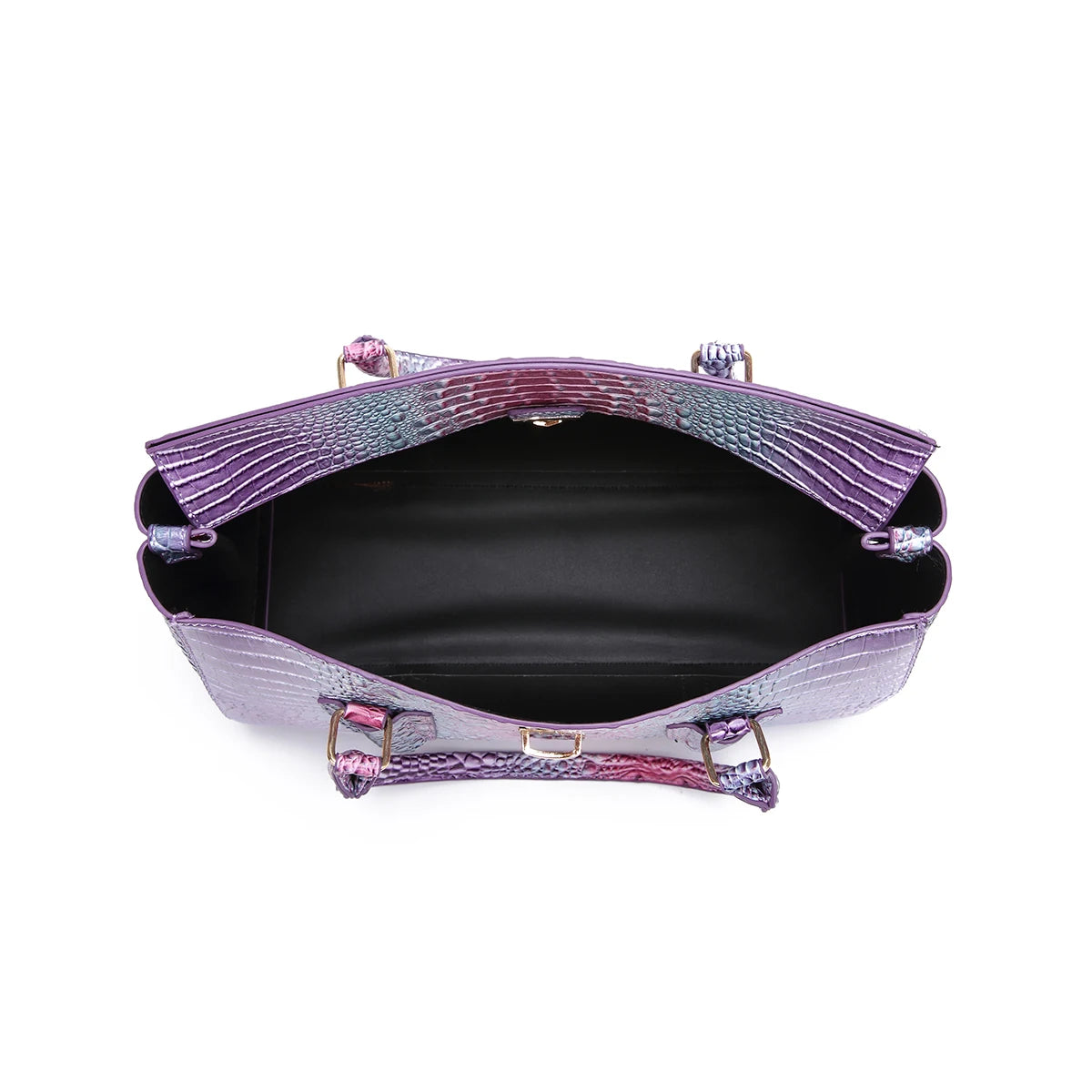 Fashionable, Minimalist, Avant-Garde Iridescent Crocodile Embossed Leather Set - High-End Luxury Handbag, Stylish Envelope Clutc