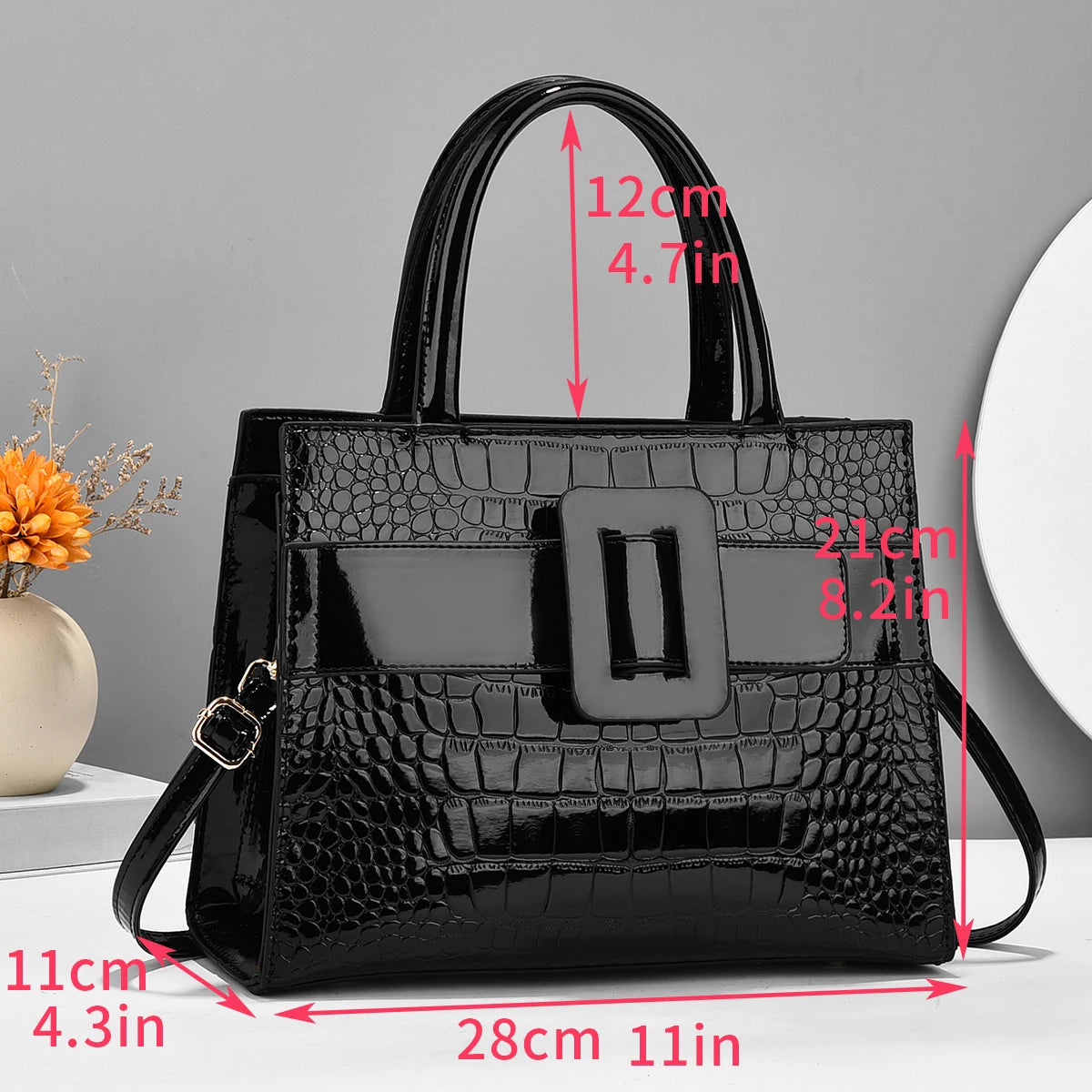 Premium Crocodile Pattern Leather Handbag - Stylish Tote & Satchel Purse for Women - Versatile, Durable