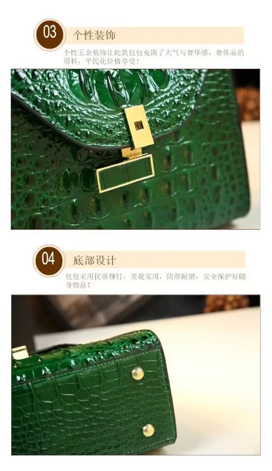 Crocodile Pattern Women's Bag Genuine Leather Crossbody Handbags High Quality Women's Small Square Bag Boston Bag Shoulder Bags