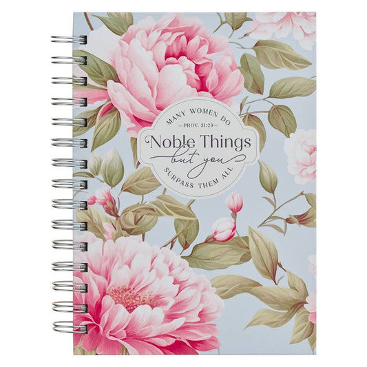 Journal Wirebound Pink Peony Noble Things Prov. 31:29